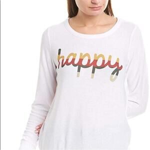 Chaser Happy cozy long sleeve shirt white size large pullover